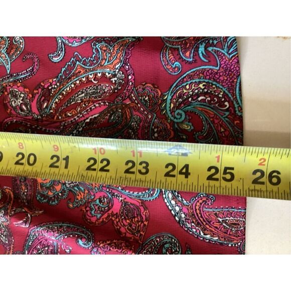 Talbots Petites Red Ruffle Paisley Blouse Top Sz 2XP Satin - Picture 9 of 9